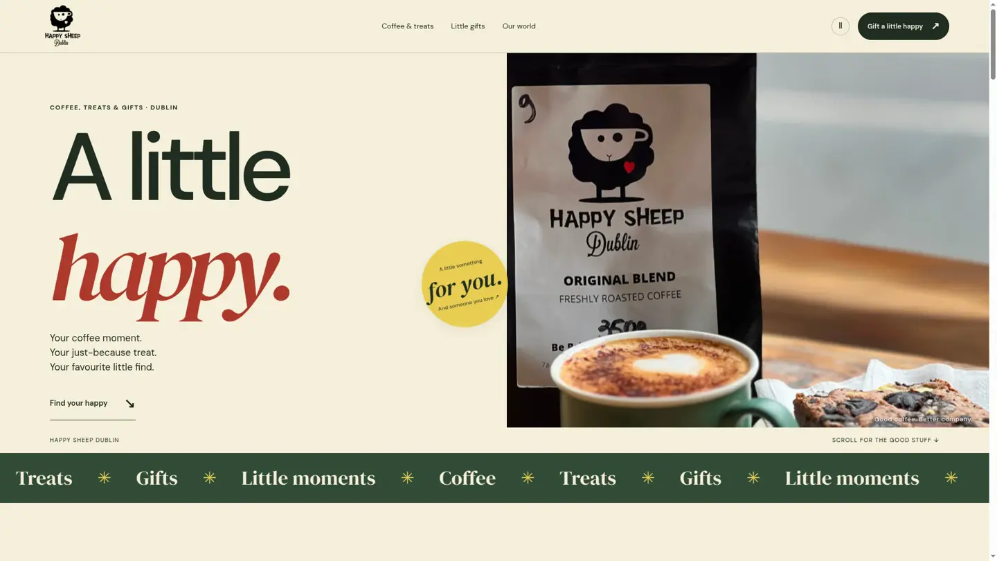 Tela 1 do site Happy Sheep Dublin